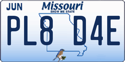 MO license plate PL8D4E