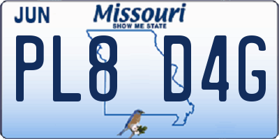 MO license plate PL8D4G