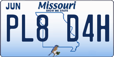 MO license plate PL8D4H