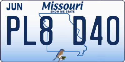MO license plate PL8D4O