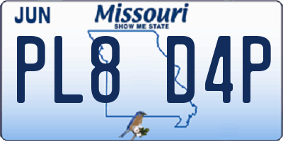 MO license plate PL8D4P