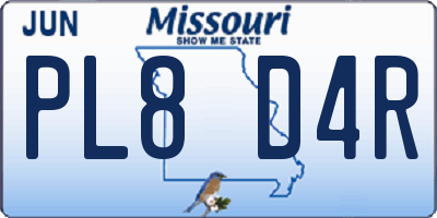 MO license plate PL8D4R