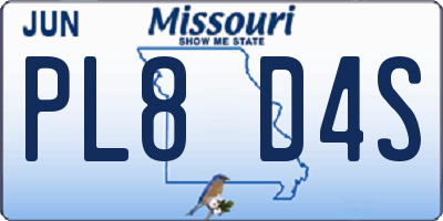 MO license plate PL8D4S