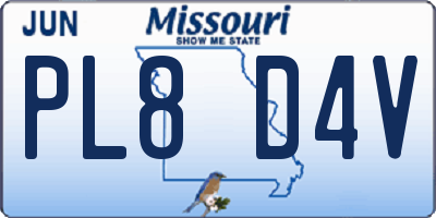 MO license plate PL8D4V