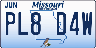 MO license plate PL8D4W