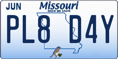 MO license plate PL8D4Y