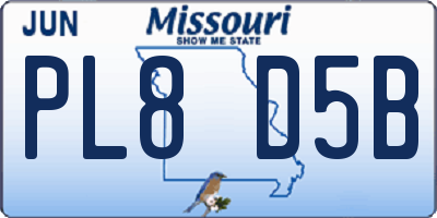 MO license plate PL8D5B