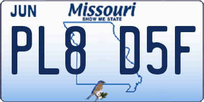 MO license plate PL8D5F