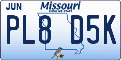MO license plate PL8D5K