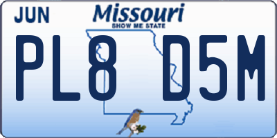 MO license plate PL8D5M