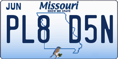 MO license plate PL8D5N