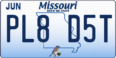 MO license plate PL8D5T