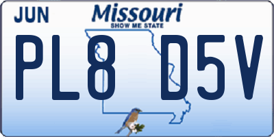 MO license plate PL8D5V
