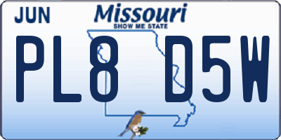 MO license plate PL8D5W
