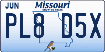 MO license plate PL8D5X