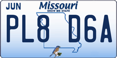 MO license plate PL8D6A