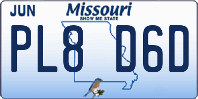 MO license plate PL8D6D