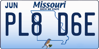 MO license plate PL8D6E