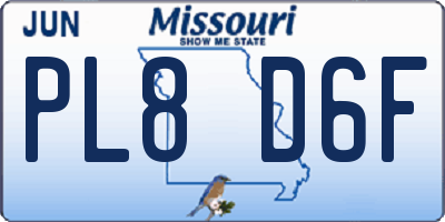 MO license plate PL8D6F