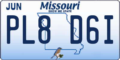 MO license plate PL8D6I