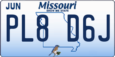 MO license plate PL8D6J
