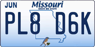 MO license plate PL8D6K