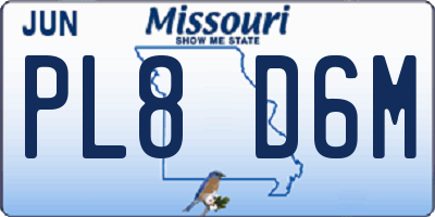 MO license plate PL8D6M
