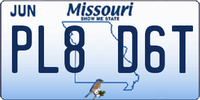MO license plate PL8D6T