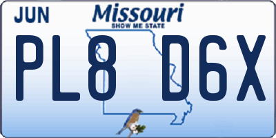 MO license plate PL8D6X