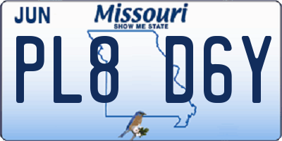 MO license plate PL8D6Y