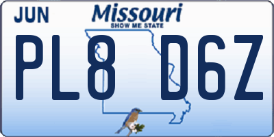 MO license plate PL8D6Z