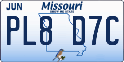 MO license plate PL8D7C