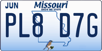 MO license plate PL8D7G
