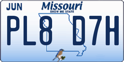MO license plate PL8D7H