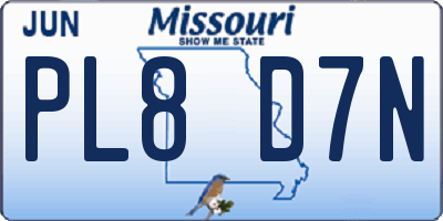 MO license plate PL8D7N