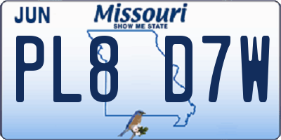 MO license plate PL8D7W