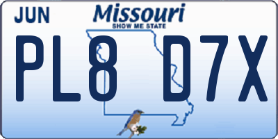 MO license plate PL8D7X