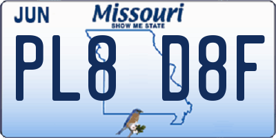 MO license plate PL8D8F