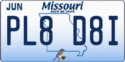 MO license plate PL8D8I