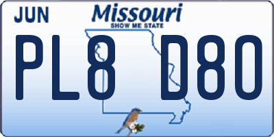 MO license plate PL8D8O