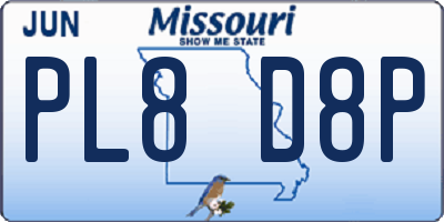 MO license plate PL8D8P
