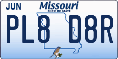 MO license plate PL8D8R