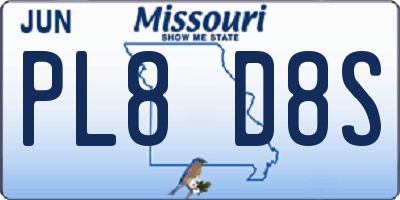 MO license plate PL8D8S
