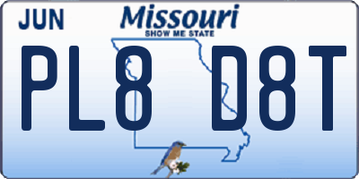 MO license plate PL8D8T