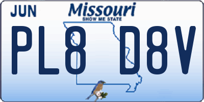 MO license plate PL8D8V