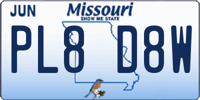 MO license plate PL8D8W