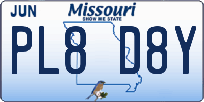 MO license plate PL8D8Y