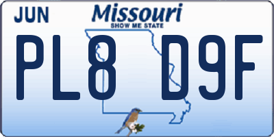 MO license plate PL8D9F