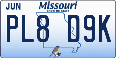 MO license plate PL8D9K