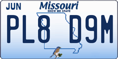 MO license plate PL8D9M